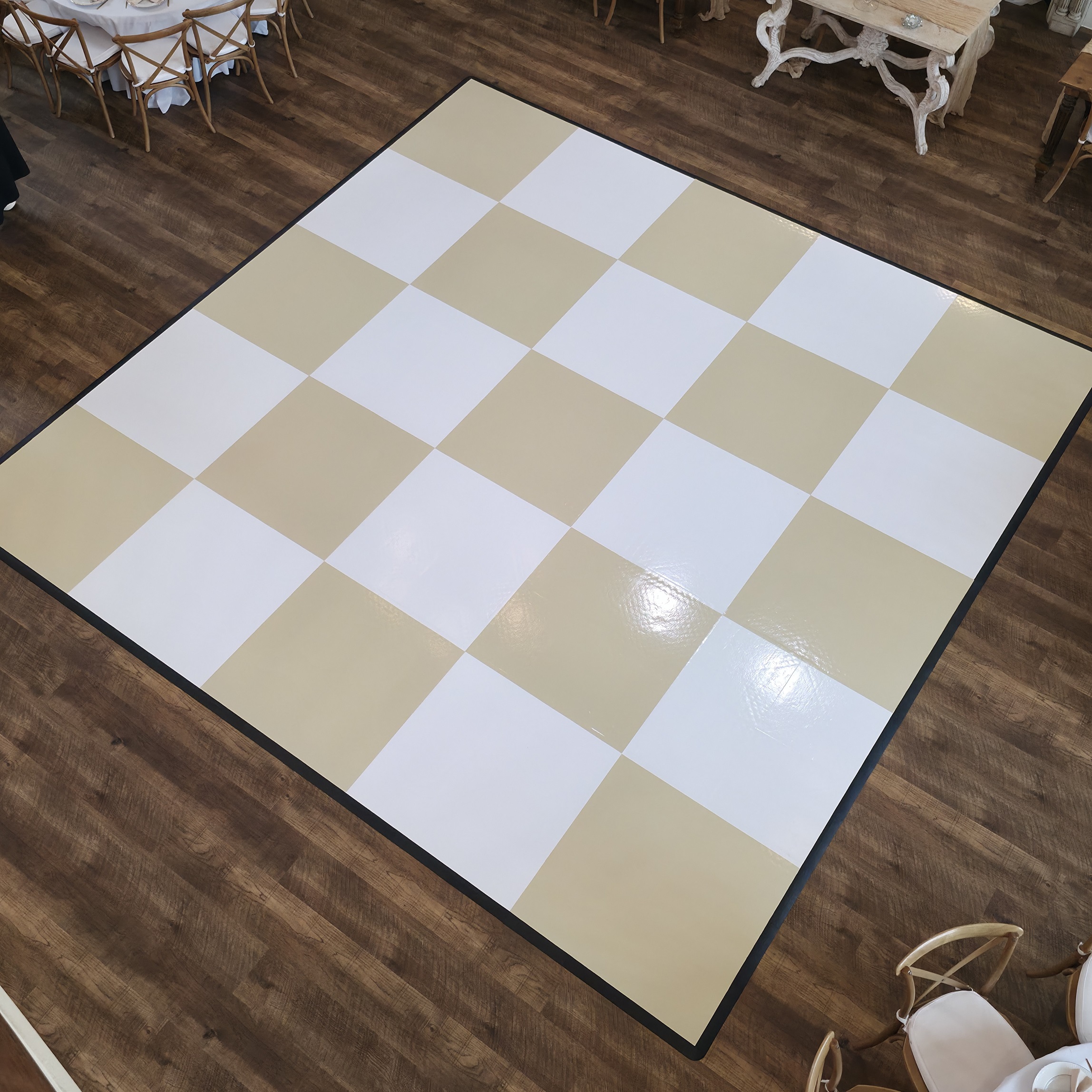Custom Beige and White Dancefloor Vinyl Wrap